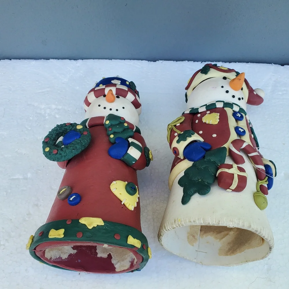 Snowman Clay / Resin Figurine xmas tree wreath folk Art